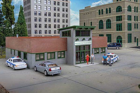 Walthers Cornerstone 4201 HO Scale Modern Police Station -- Kit - 8 x 7-5/8 x 3" 20.3 x 19.3 x 7.6cm